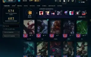 Unranked com TODOS os champs e 257 Skins ( JG / TOP )
