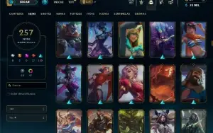 Unranked com TODOS os champs e 257 Skins ( JG / TOP )
