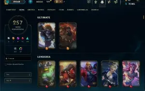 Unranked com TODOS os champs e 257 Skins ( JG / TOP )