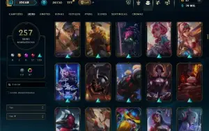 Unranked com TODOS os champs e 257 Skins ( JG / TOP )