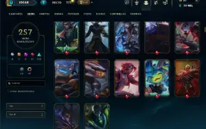 Unranked com TODOS os champs e 257 Skins ( JG / TOP )