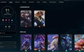 CONTA UNRANKED LVL 21 COM 21 SKINS, FRAGMENTOS E ETERNOS