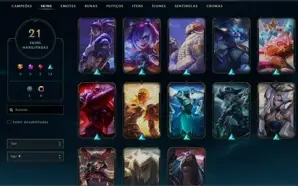 CONTA UNRANKED LVL 21 COM 21 SKINS, FRAGMENTOS E ETERNOS