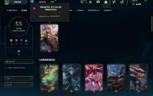 Ferro 2 com 130 Champs e 55 Skins + 1 Prestigio do Sylas