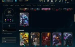 Ferro 2 com 130 Champs e 55 Skins + 1 Prestigio do Sylas