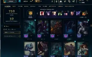 Unranked com TODOS os champs e 167 Skins + 1 Rara