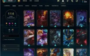Conta unranked com 114 skins e 148 champs