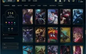Conta unranked com 114 skins e 148 champs
