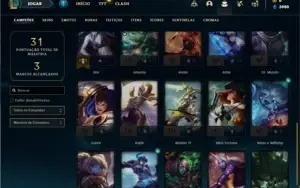 Conta Platina 4 com 30 Champs e 5 Skins + 1 Fragmento