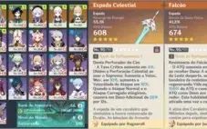 #009 Xiao Ayaka Venti Keqing Qiqi Jean+Falcão +Espada Celest