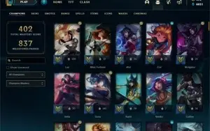 Conta LoL Lvl 476 - 377 skins (19 prestigios) 400k+ de lux
