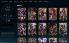 Conta LoL Lvl 476 - 377 skins (19 prestigios) 400k+ de lux