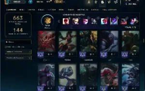 Diamante 3 com TODOS os champs e 251 Skins + 8 Vitoriosas