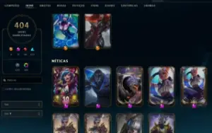 Conta LoL/MMR Mestre/Full Champs/Skins: 404/Ícones: 609