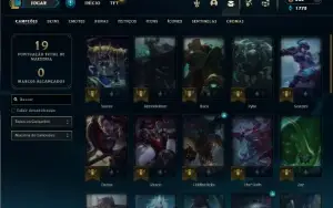 Unranked lv 26 com 35 Champs e 15 Skins + 3 Fragmentos