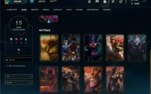Unranked lv 26 com 35 Champs e 15 Skins + 3 Fragmentos