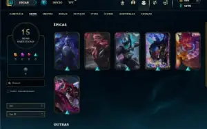 Unranked lv 26 com 35 Champs e 15 Skins + 3 Fragmentos
