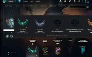 Conta Platina 4 com 52 Champs e 20 Skins + 9 Cromas