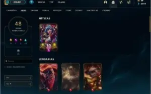 CONTA UNRANKED COM 48 SKINS E 91 CHAMPS