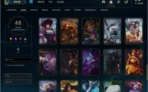 CONTA UNRANKED COM 48 SKINS E 91 CHAMPS