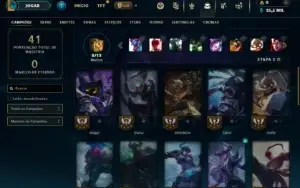 Mestre com 31 Champs e 1 Skin + 14 Fragmentos