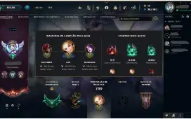 Conta lol nível 720 rank ESMERALDA com 441 skins +contaVava