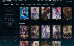 Conta lol nível 720 rank ESMERALDA com 441 skins +contaVava