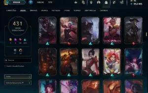 Conta lol nível 720 rank ESMERALDA com 441 skins +contaVava