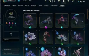 Conta lol nível 720 rank ESMERALDA com 441 skins +contaVava