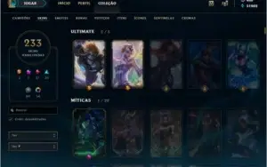 CONTA PLATINA 2 COM 230 SKINS E RARAS + GEMAS-TODOS OS CHAMP