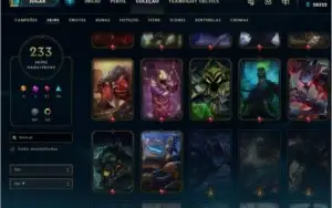 CONTA PLATINA 2 COM 230 SKINS E RARAS + GEMAS-TODOS OS CHAMP