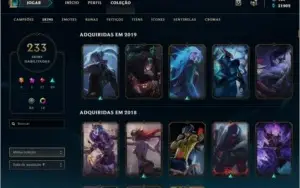 CONTA PLATINA 2 COM 230 SKINS E RARAS + GEMAS-TODOS OS CHAMP