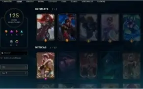 Conta League of Legends com MMR alto e 125 skins