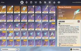 Conta Genshin AR 58 - 12 5* e 4 armas 5*