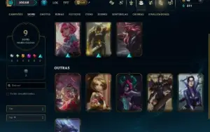 Unranked com 35 Champs e 9 Skins