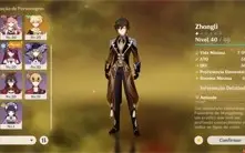 conta de genshin impact com zhongli  + personagens t4