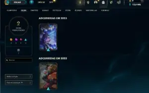Mestre com 30 Champs e 2 Skins + 8 Fragmentos