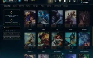 Mestre com 30 Champs e 2 Skins + 8 Fragmentos
