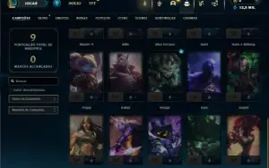 Mestre com 30 Champs e 2 Skins + 8 Fragmentos