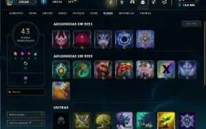 Mestre com 30 Champs e 2 Skins + 8 Fragmentos