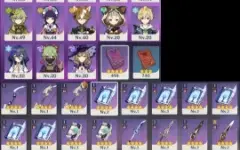 14 Personagens + 5 Armas + Keqing Skin / End Game Ar 59