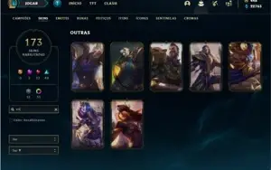 Conta ouro 1 com TODOS os champs e 173 Skins (7 Vitoriosas)
