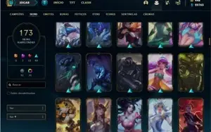 Conta ouro 1 com TODOS os champs e 173 Skins (7 Vitoriosas)