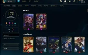 Conta ouro 1 com TODOS os champs e 173 Skins (7 Vitoriosas)