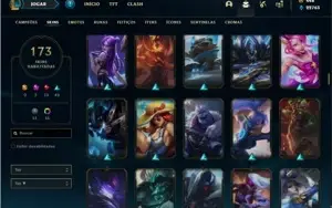 Conta ouro 1 com TODOS os champs e 173 Skins (7 Vitoriosas)