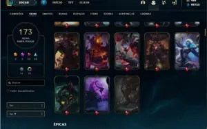 Conta ouro 1 com TODOS os champs e 173 Skins (7 Vitoriosas)