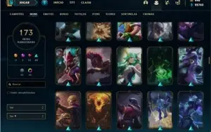 Conta ouro 1 com TODOS os champs e 173 Skins (7 Vitoriosas)