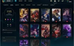 Conta unranked com 155 skins e 145 champs + 25 Maestrias 7
