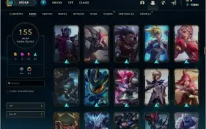Conta unranked com 155 skins e 145 champs + 25 Maestrias 7