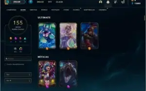 Conta unranked com 155 skins e 145 champs + 25 Maestrias 7